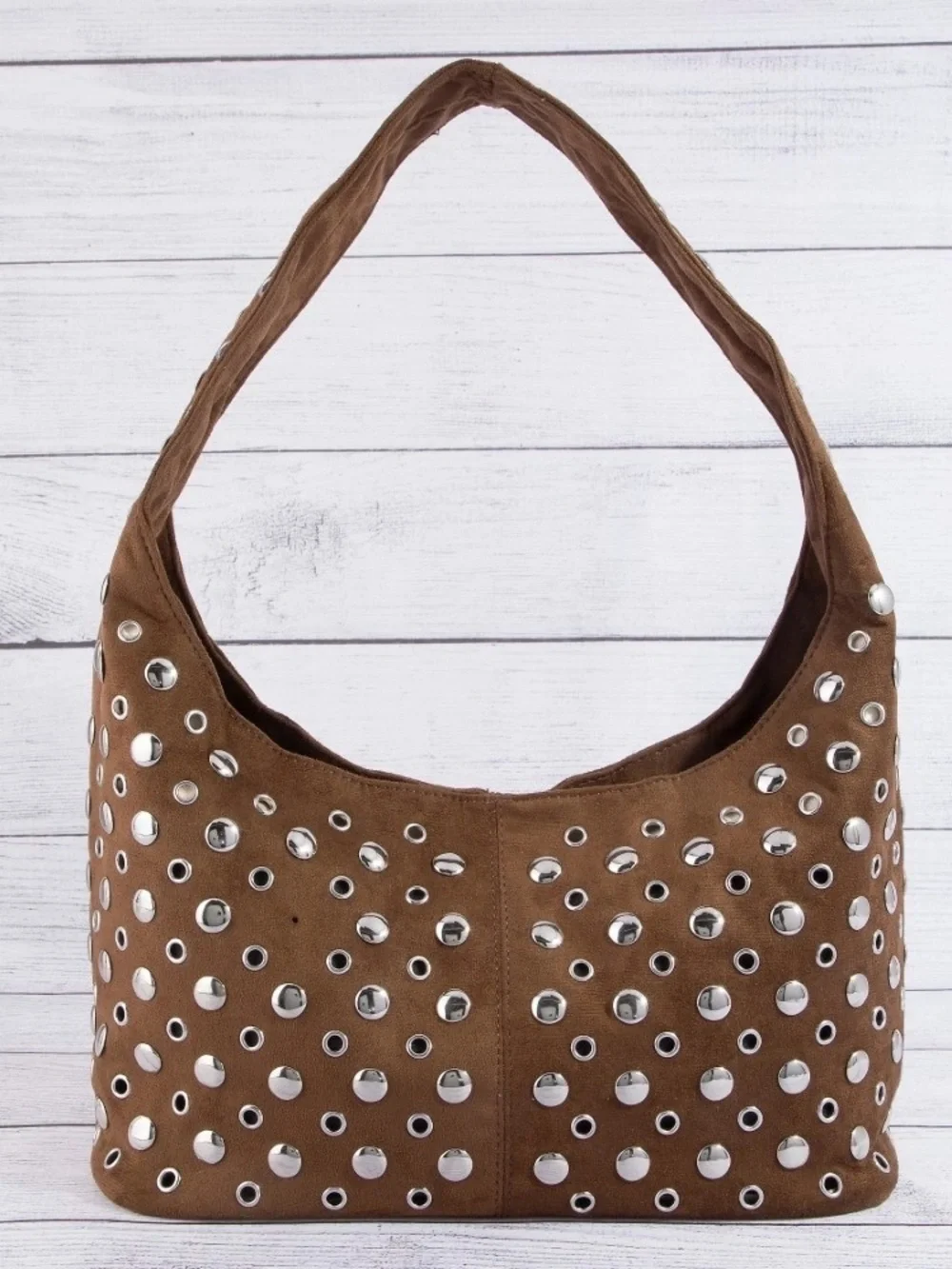 NWT Multi River Studded Shoulder Bag - Dk Brown